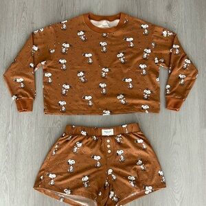 Snoopy American Eagle Pyjama Set - Brown